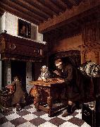 Cornelis de Man A Man Weighing Gold. Sweden oil painting artist